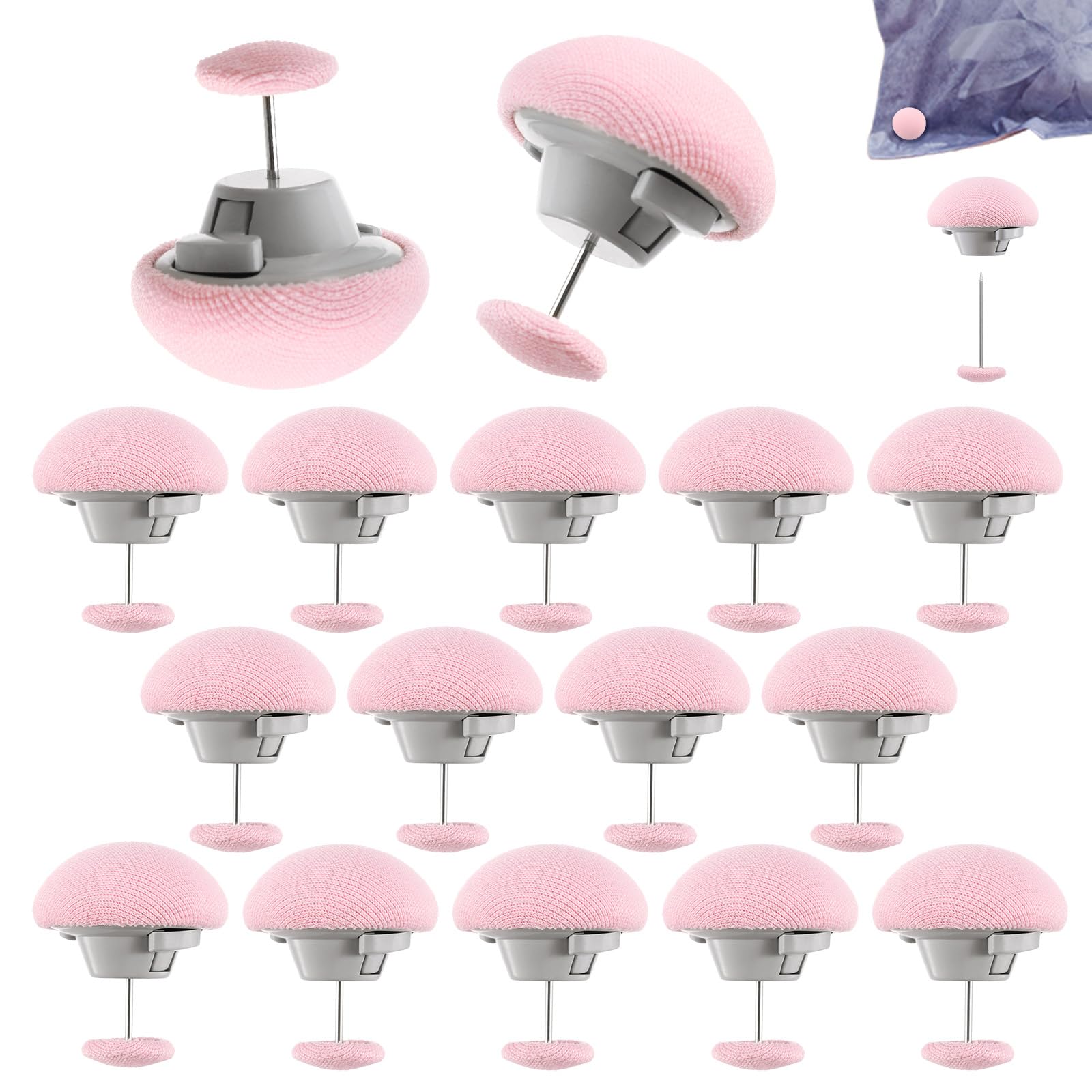 Ghshanog 16 Pack Duvet Clips to Keep Duvet in Place, Soft Fabric Duvets Pins, Mushroom Bedding Clips Non-Slip Quilt Corner Holders Fasteners for Blanket Bed Sheet Mattress Covers(Pink)