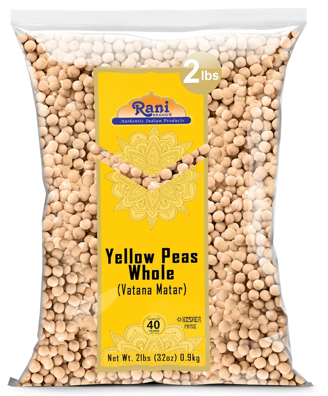 Rani Whole Yellow Peas Dried (Vatana Matar) 2lbs | All-Natural Vegan Gluten Friendly Kosher Protein-Rich USA Product