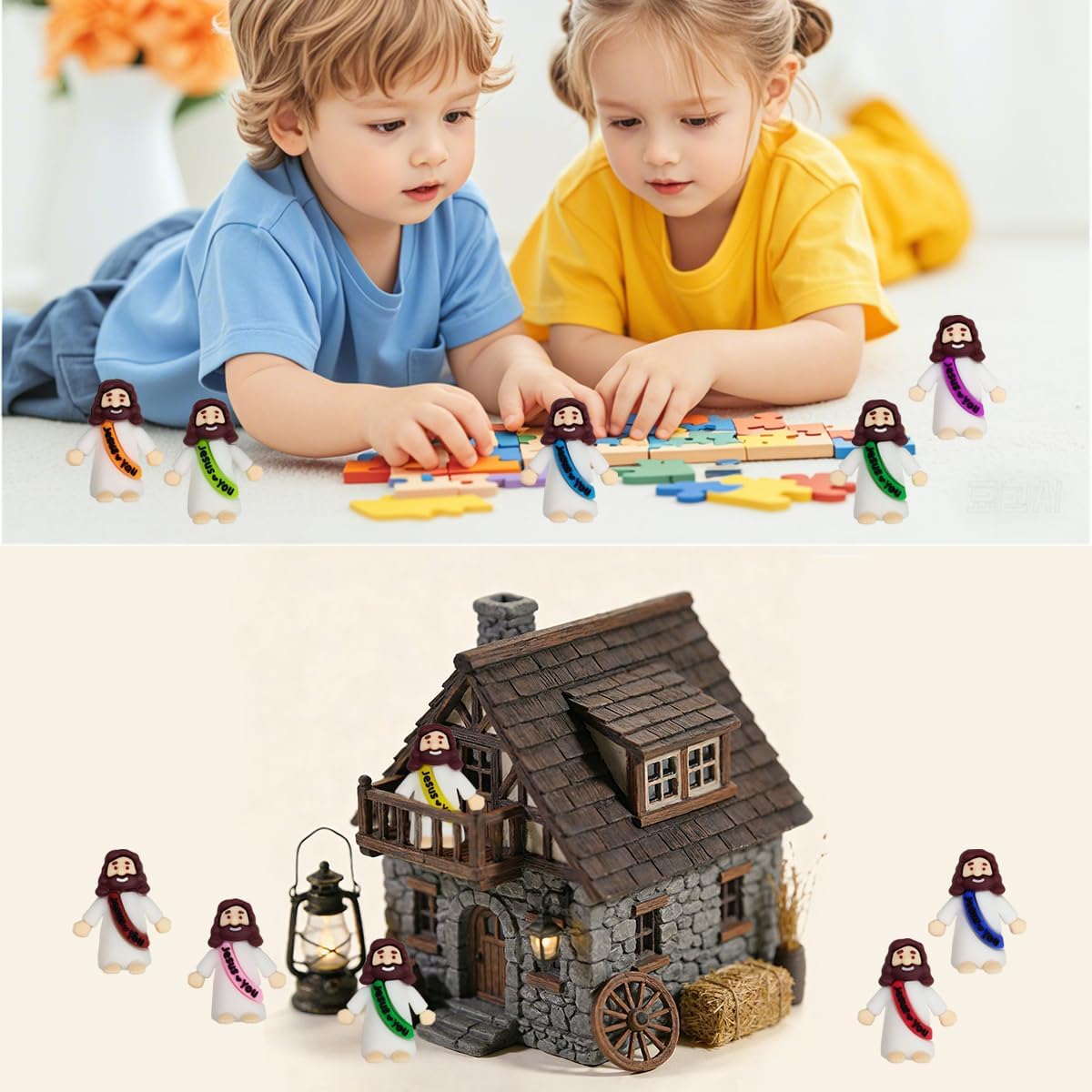 100 PCS Mini Jesus Figures Toys in Bulk to Hide and Seek Religious for Kids Girls Boys Sunday School Easter Basket Stuffers Fillers Eggs Gifts Party Favors