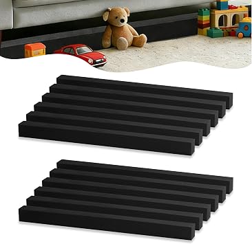 12 Pcs Under Couch blockers with Adhesive Tape Under Bed Blocker for Pets Foam Sponge Toy blockers for Furniture,Stop Items from Going Under Sofa Bed,Black 17" L x 1.2" H