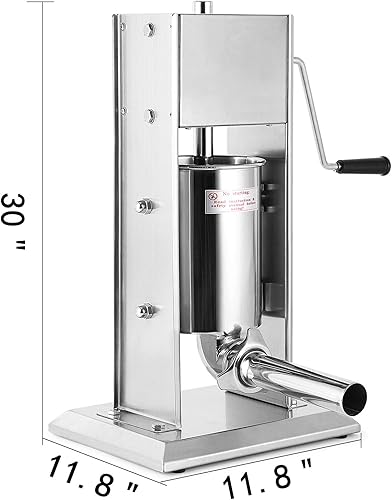 Miniatura 11 de Happybuy Embutidora de salchichas horizontal 3L/7lbs Máquina de embutido manual con 5 boquillas de llenado Máquina de llenado de salchichas para uso