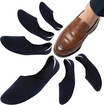 No Show Socks for Men, 6 Pairs, Low-Cut Non-Slip Loafer Socks | Invisible Fit for Boat Shoes, Dress Shoes & Sneakers. Three-Part Anti-Slip Fit. Breathable Comfort for Daily Wear