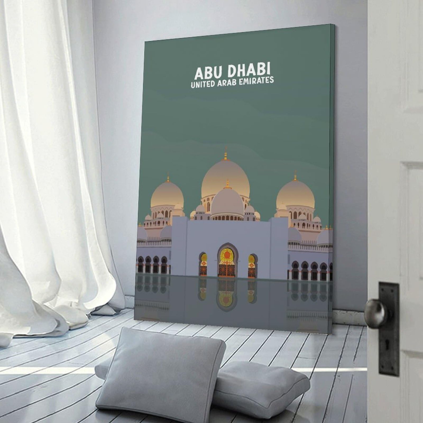 Junmoney Abu Dhabi UAE Poster Art Wall Art Print, 24x36inch(60x90cm), for Living Room, Bedroom, Office Or Hallway, Canvas Wall Art That Fits Changing Layouts