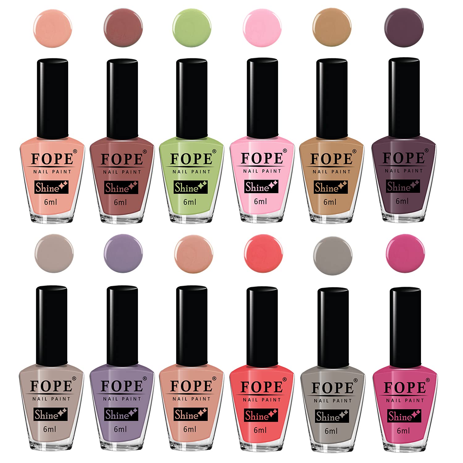 FOPE High Pigment Shine Like Stars Glossy Finish Nail Polish For Women 6Ml Each Awesome Nail Paint Colors -Nude, English Nude, Olive Green And Many More, Set Of 12-image-49