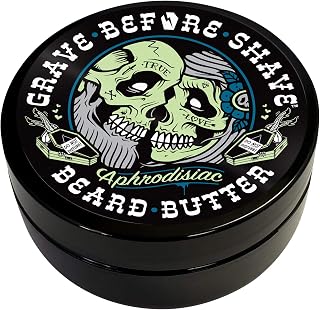 Grave Before Shave Leather Cedarwood Beard Butter 4oz - No Beeswax Conditioner for Soft Skin & Itch Relief