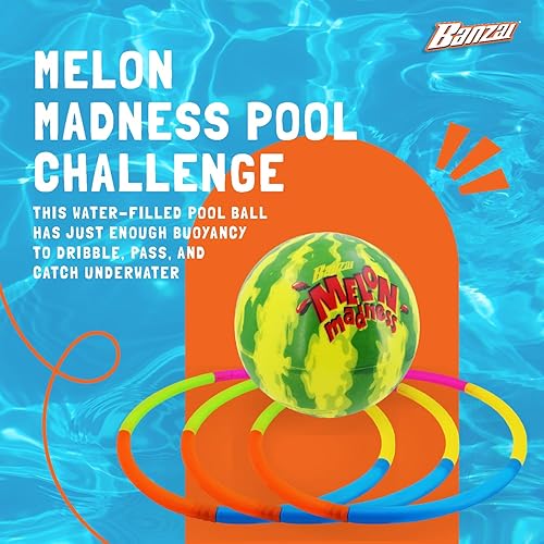Miniatura 2 de Banzai Melon Madness Pool Challenge - Juego de bolas subacuáticas con 3 aros