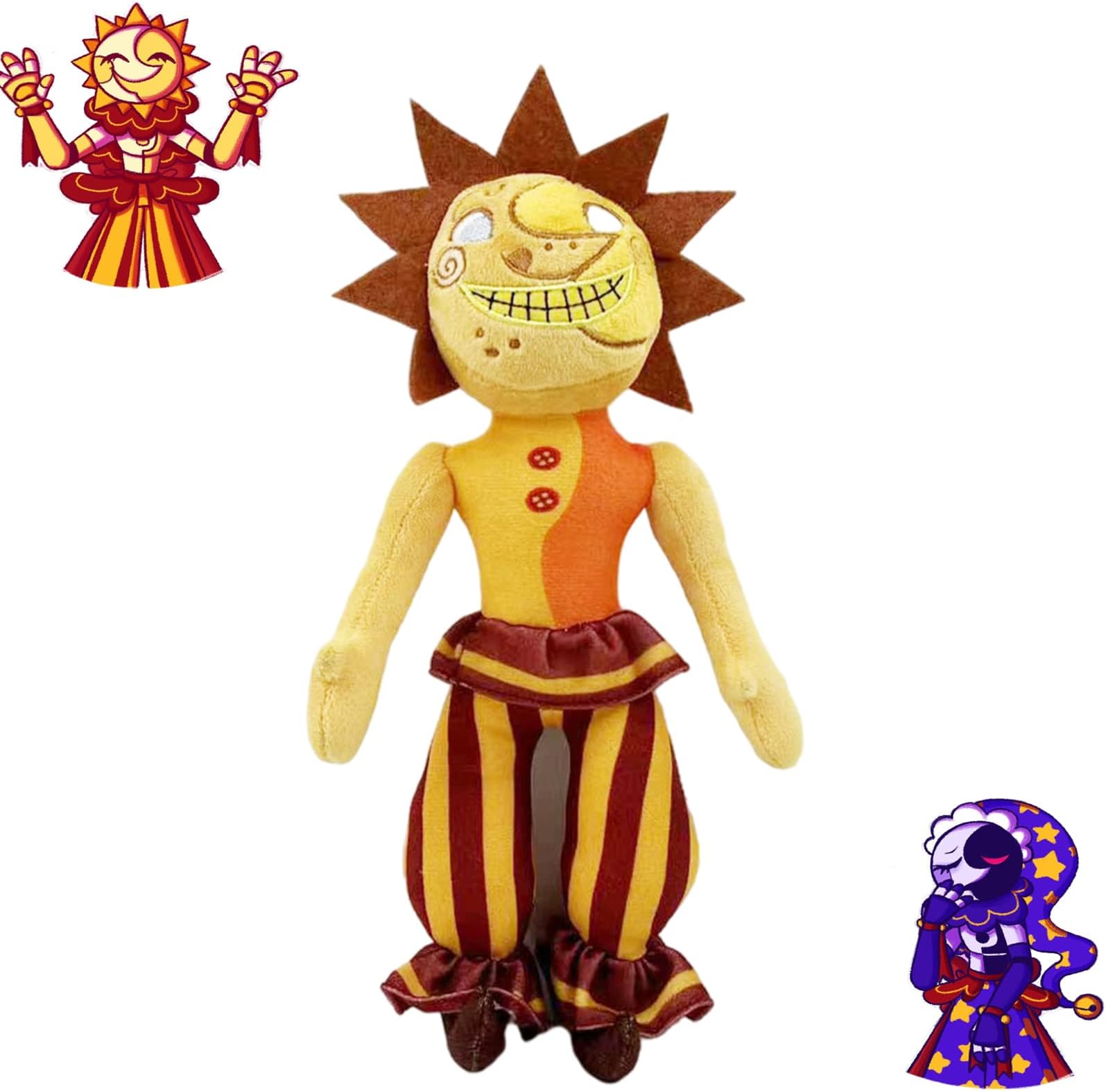 HHIAK666 Fnaf Security Breach Sundrop Plush, Sundrop and Moondrop Fnaf Plush, 9.8In Fnaf Moondrop Plush and Fnaf Sundrop Plush for Fnaf Gifts and Collection (D)