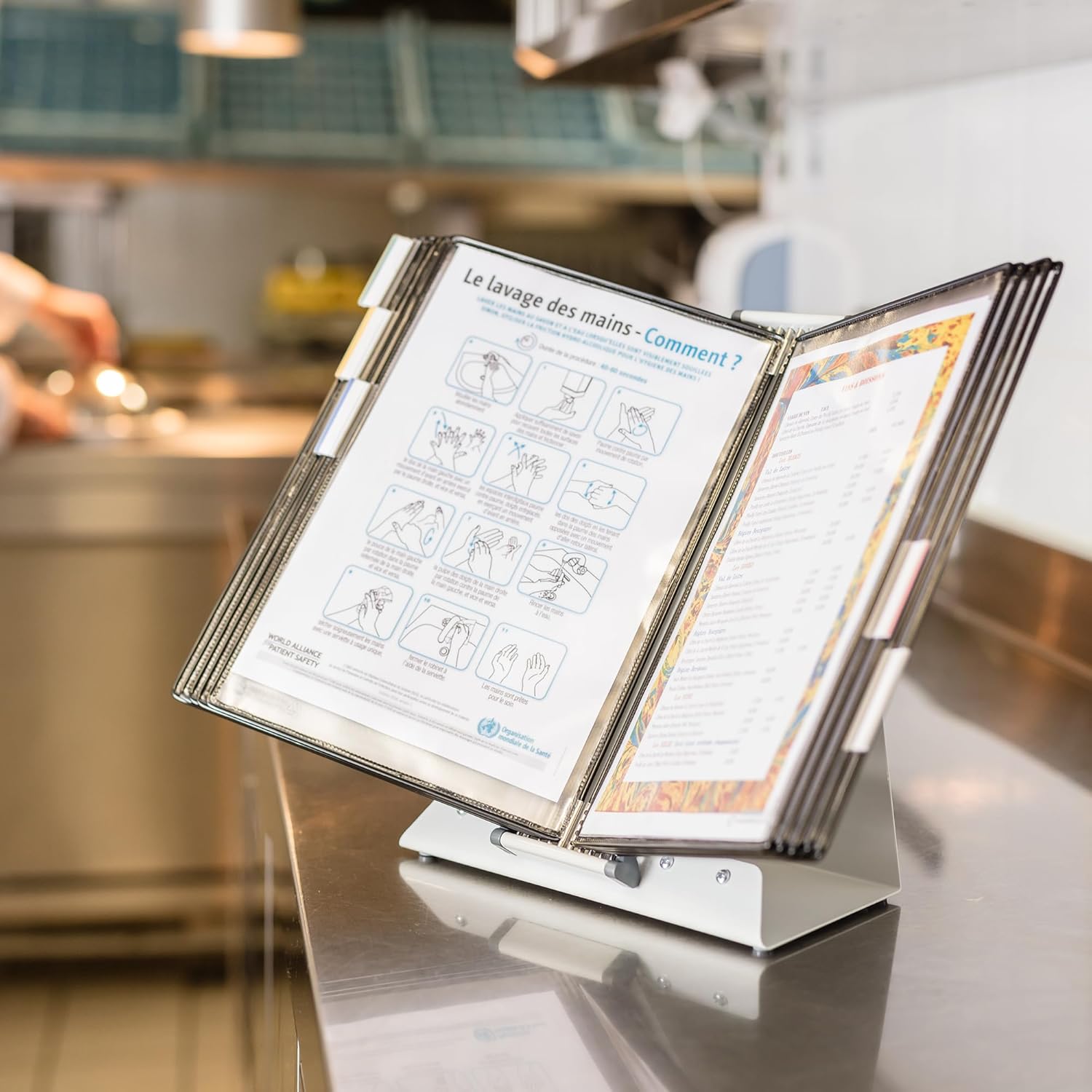 DJOIS® by Tarifold Antimicrobial Desktop Display System – Durable Steel Wire Frames, Letter Size, 10 Double-Sided Pockets, 20 Sheet Capacity, Expandable, Black (DA271)