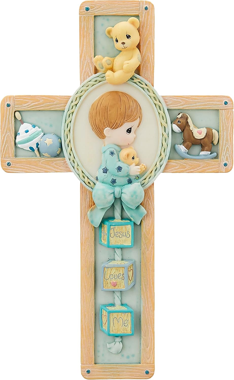 Precious Moments Boy With Bear Praying Cross, 701106