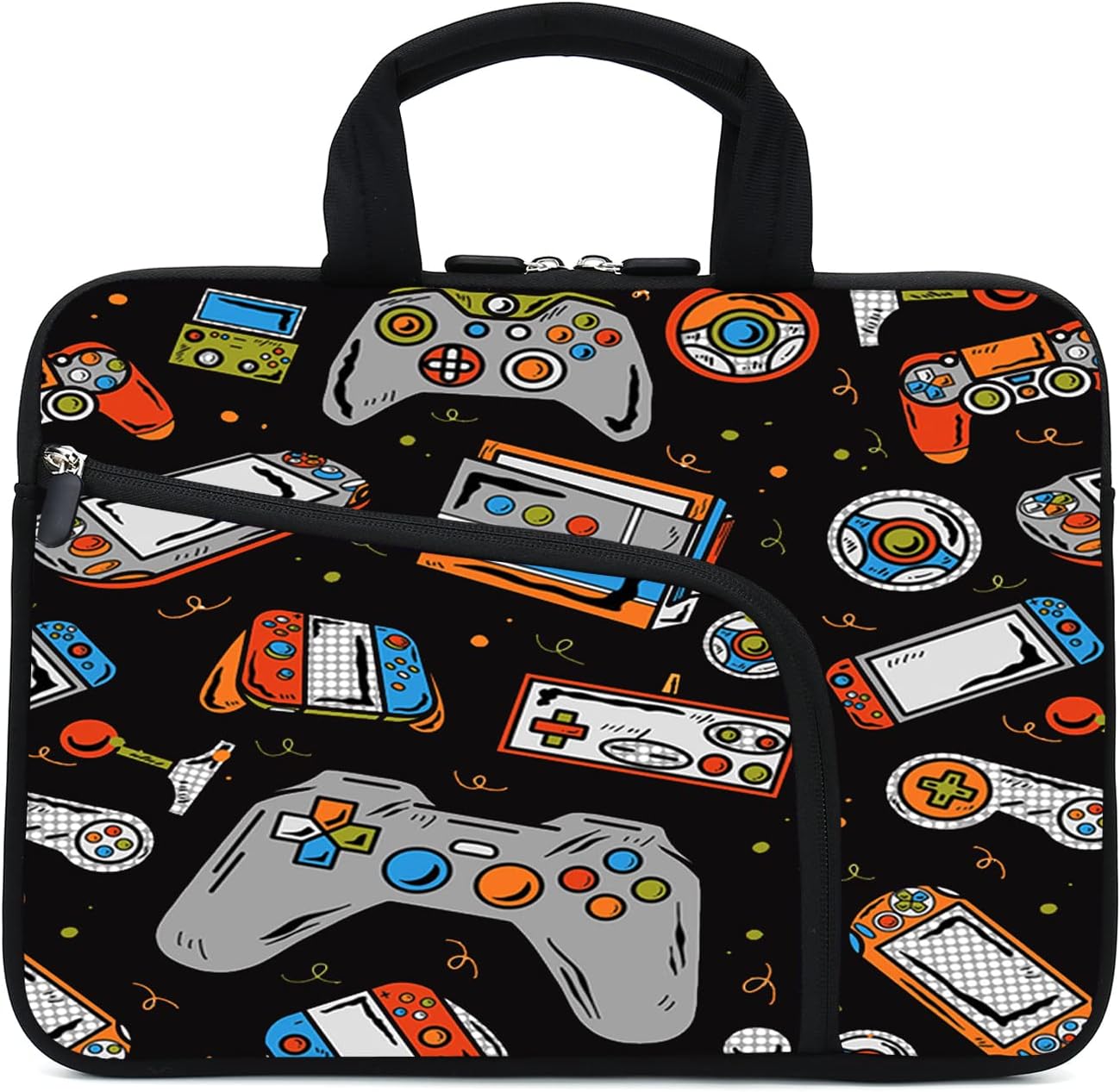 Laptop Sleeves 14 15 15.4 15.6 Chromebook Case Notebook Sleeve PC Messenger Bag Tablet Case Neoprene Handle Sleeve for Men Women, Two Pockets(Games-1)