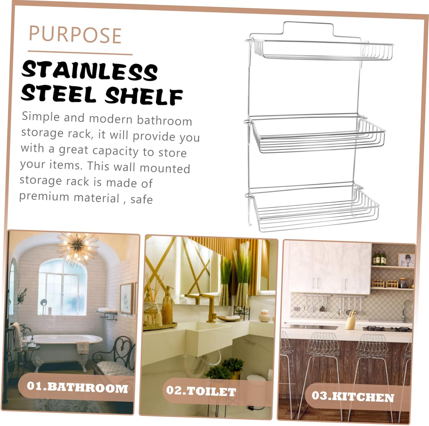 Wall-Mounted Folding Bathroom Storage Rack Punch Stainless Steel Shelf for Efficient Organization Bathroom Kitchen Dorm Room Space-Saving Wall Hanging Shelf Design