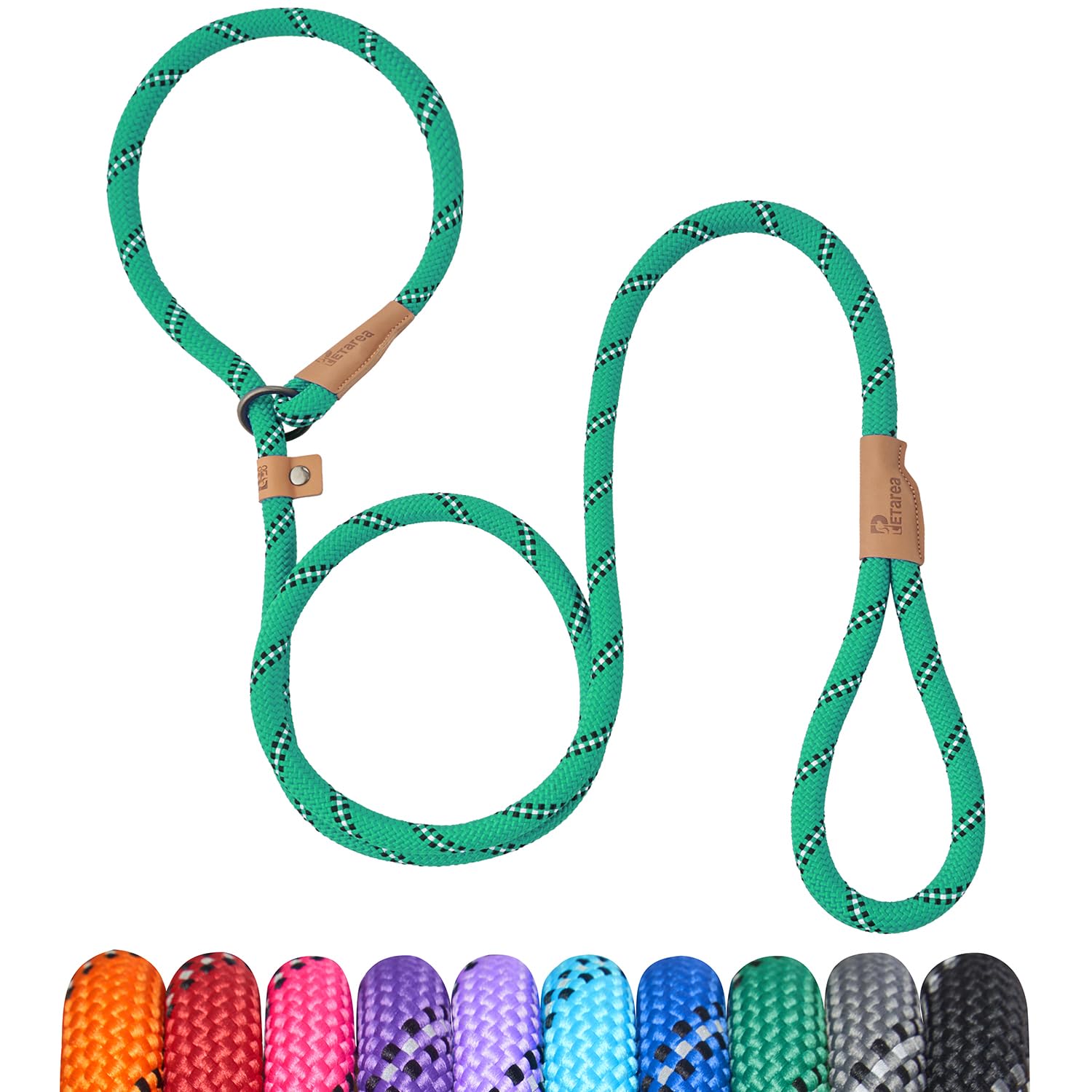 Correa antideslizante de 5 pies, correa de cuerda resistente para perros pequeños, medianos y grandes, correa de entrenamiento sin tirones con hilo reflectante, correa de bucle fuerte y cómoda