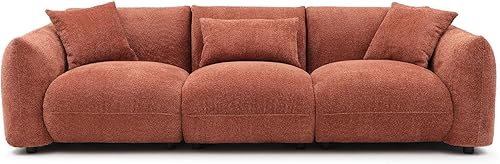 Miniatura 5 de WILLIAMSPACE Sofá modular de 102.36 pulgadas para sala de estar, sofá moderno tapizado en la nube, sofá Boucle con 3 almohadas, 4 asientos de
