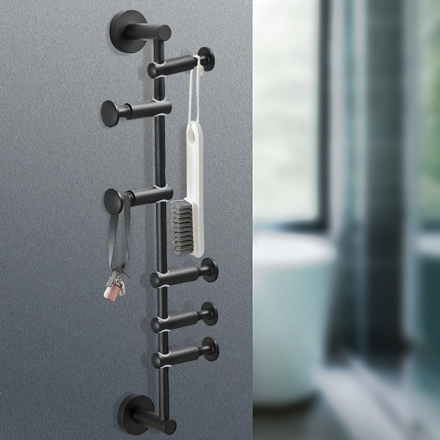Wall-Mounted Coat Rack, 6 Rotatable Hooks Metal Vertical Tree Branch Hat Rack, Robe Clothes Hanger for Hallways, Bedrooms, Living Rooms, Bathrooms, Clothing Shops, Guest Rooms (Black)