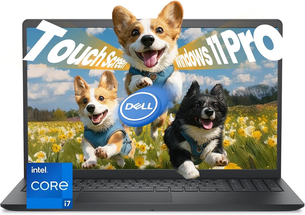 Dell 15 Touchscreen Laptop DC15250 Intel Core i7-1355U 16GB DDR5, 512GB SSD | 15.6" FHD 220 Nits Anti-Glare Windows 11 Pro Copilot AI Laptop for Business & Study WiFi 6 Webcam SD Card Reader Fast Charge