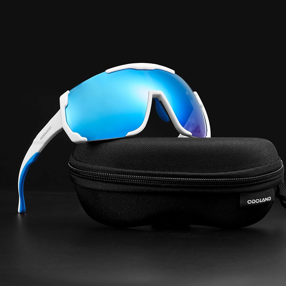 Lunettes De Cyclisme Polarisées Magnétiques Odoland – Verres Gris Interchangeables Aimantés – Anti UV400 Pour Vélo Route VTT Conduite Pêche Homme Femme