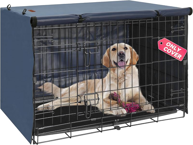 Capa para caixa de transporte e canil para cães em poliéster, com portas frontal e lateral, Blue, 62,0 x 45,7 x 49,0 cm, Seiyierr
