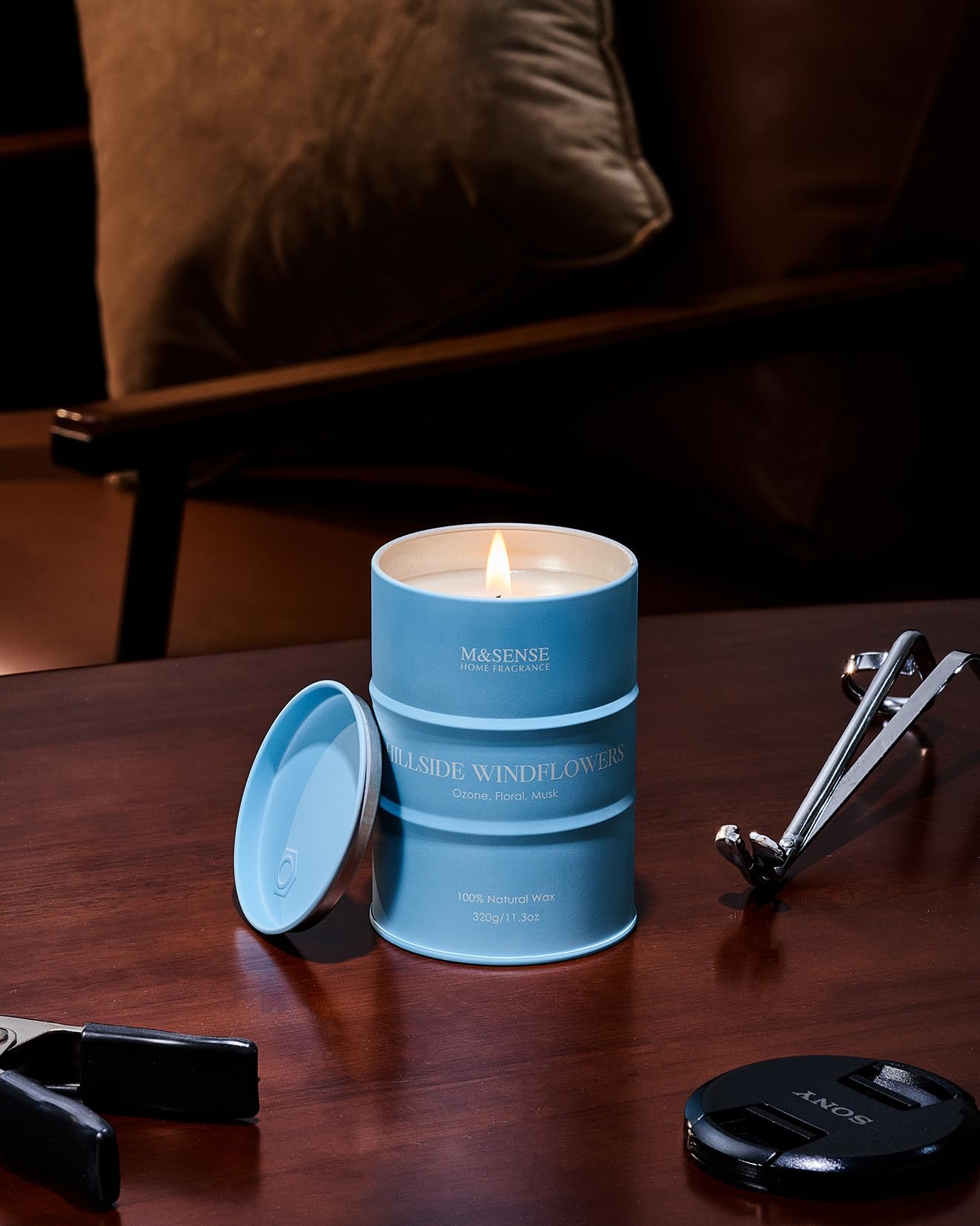 M&SENSE Candele profumate fiori di vento di collina di soia, candele naturali organiche a combustione pulita da 70 ore a lunga durata, candele rilassanti per aromaterapia MSTC0118S HillsideWindflowers