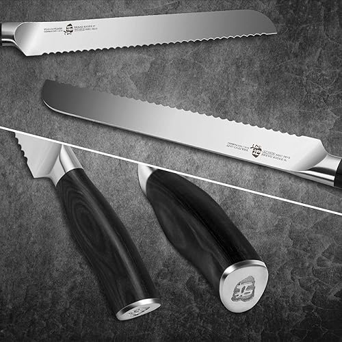 Vista 23 de TUO Cuchillo para barbacoa, cuchillo de corte asado de 8 pulgadas con punta de tenedor para cortar carne a la parrilla, borde dentado, acero alemán