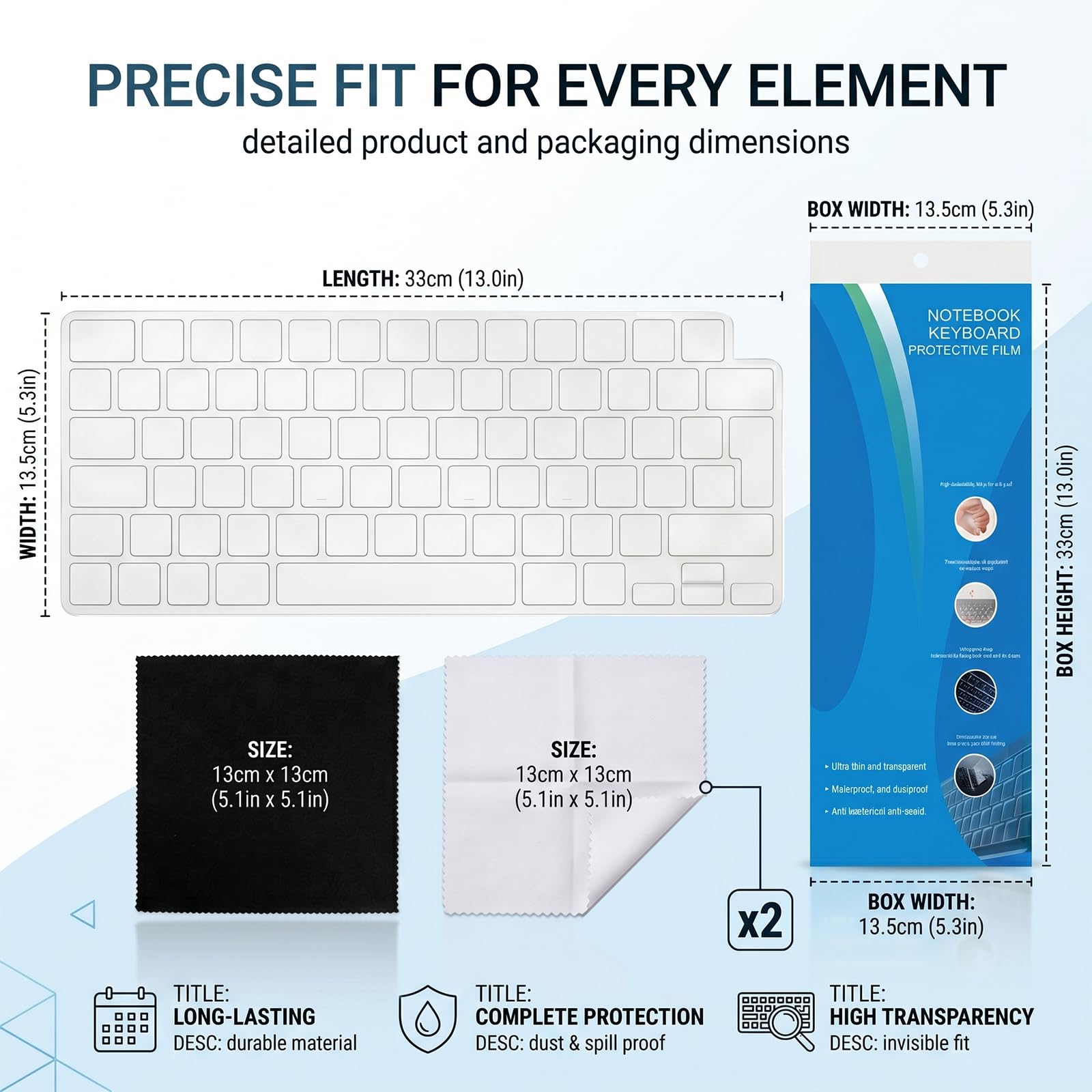 Protezione tastiera compatibile MacBook Air M5 13 pollici, MacBook Pro M5, MacBook Neo – Trasparente, include 2 panni