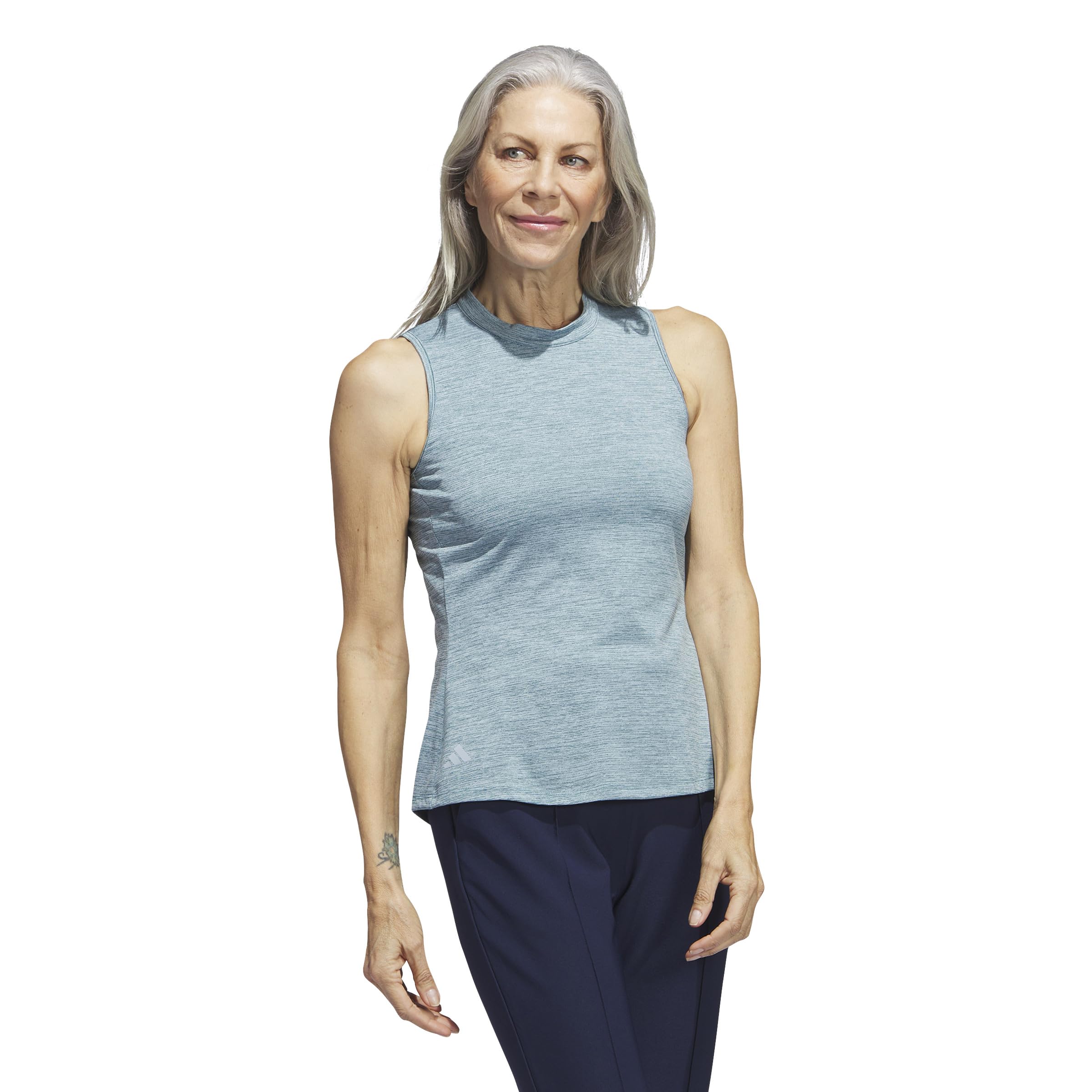 adidas Essentials Heathered Mock Neck Sleeveless Golf Polo Shirt Maillot de Golf Femme