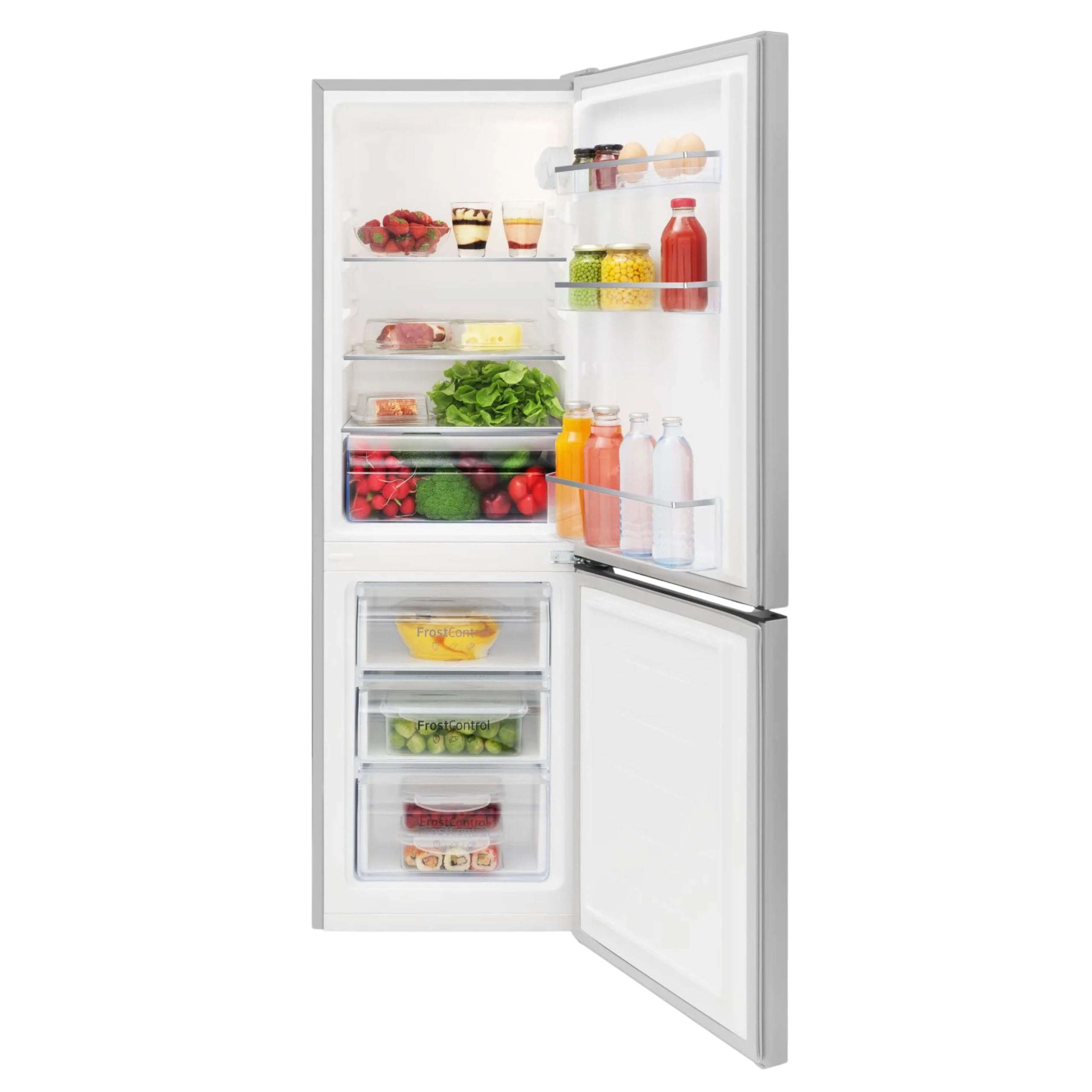 Amica Kühl-Gefrierkombination 157 L 144x47,4x49,5 cm KGCL 384 159 E | 109 L Kühlteil, 48 L Gefrierteil, FrostControl, Superkühlfunktion, Supergefrierfunktion, LED Beleuchtung, FlexOn