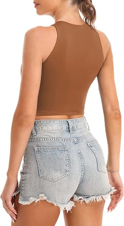 Workout Crop Tops for Women Cropped Racerback Halter Neck Shirts Sleeveless Yoga Tops Pack