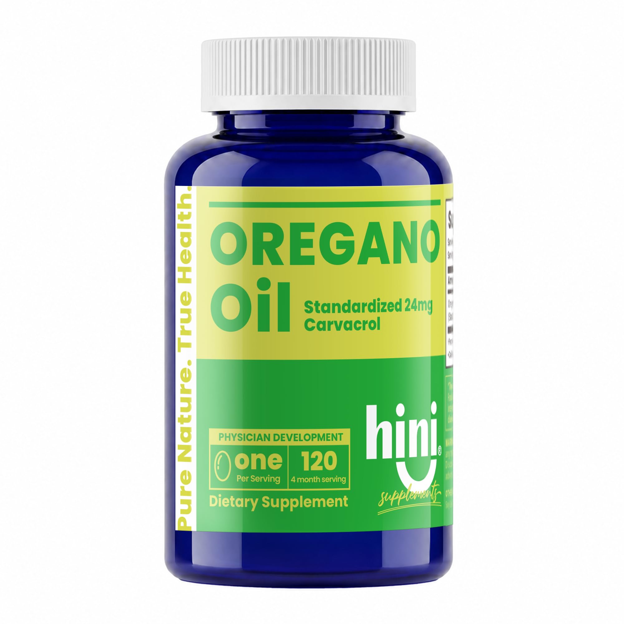 HINI Suplemento de óleo de orégano, carvacrol 24 mg por porção, 120 cápsulas gelatinosas