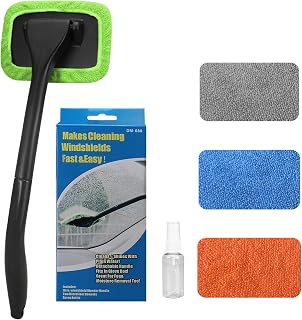 SoSickWithIt Extendable Windshield Cleaner with 4 Reusable Microfiber Pads & 180° Pivoting Head for Cars, Trucks & Home Glass