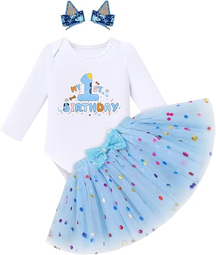 IMEKIS Cake Smash Outfit Girl: First 1st Birthday Long Sleeve Winter Onederland 