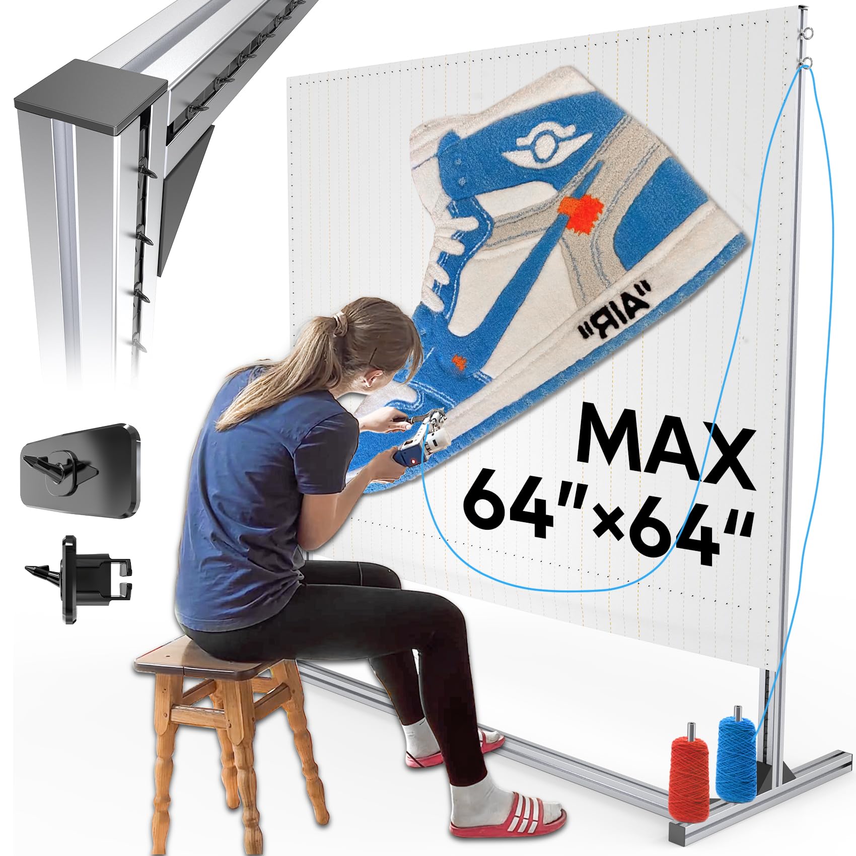 NODOCA Tufting-Rahmen 160 cm Aluminium-Metall Teppich-Tufting-Set für Teppichherstellung