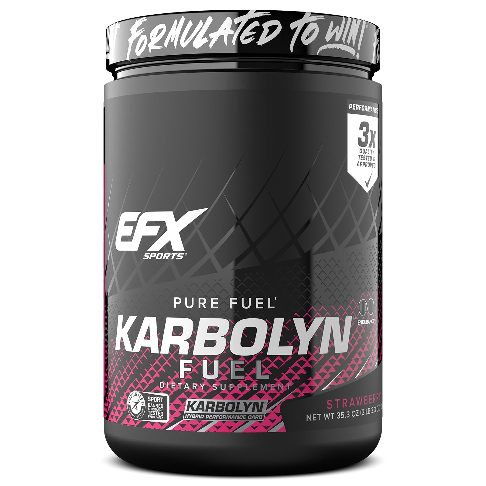 EFX Sports Karbolyn Fuel | Fast-Absorbing Carbohydrate Powder | Carb Load, Sustained Energy, Quick Recovery | Stimulant Free | 18 Servings (Strawberry)