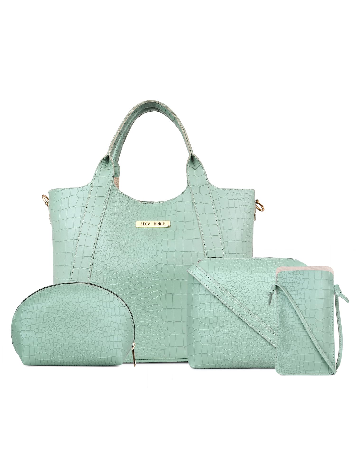 LEGAL BRIBE Womens Crock Hand-held Bag Combo of 4 (Pista) (B0CQM962CS) Amazon Price History, Amazon Price Tracker