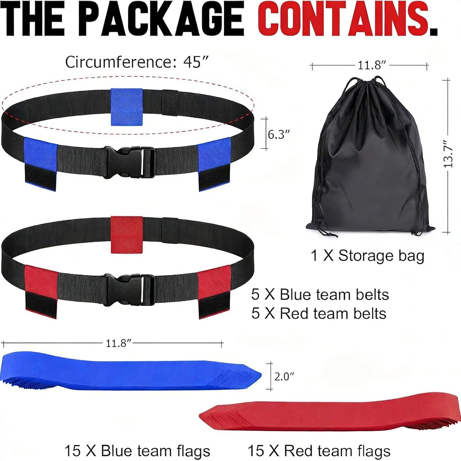 Complete Waist Flag Equipment with 10 Belts 30 Colorful Markers and 6 Disc Cones Suitable for All Ages Quick Releases