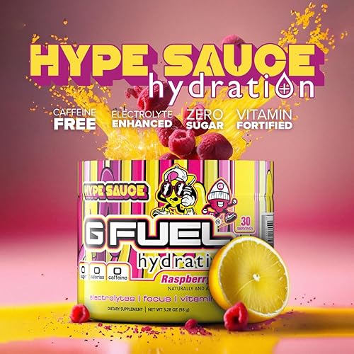 Miniatura 4 de G Fuel Hype Sauce Supreme Hydration, mezcla de electrolitos en polvo para energía y concentración, suplemento sin azúcar y cafeína con vitaminas y