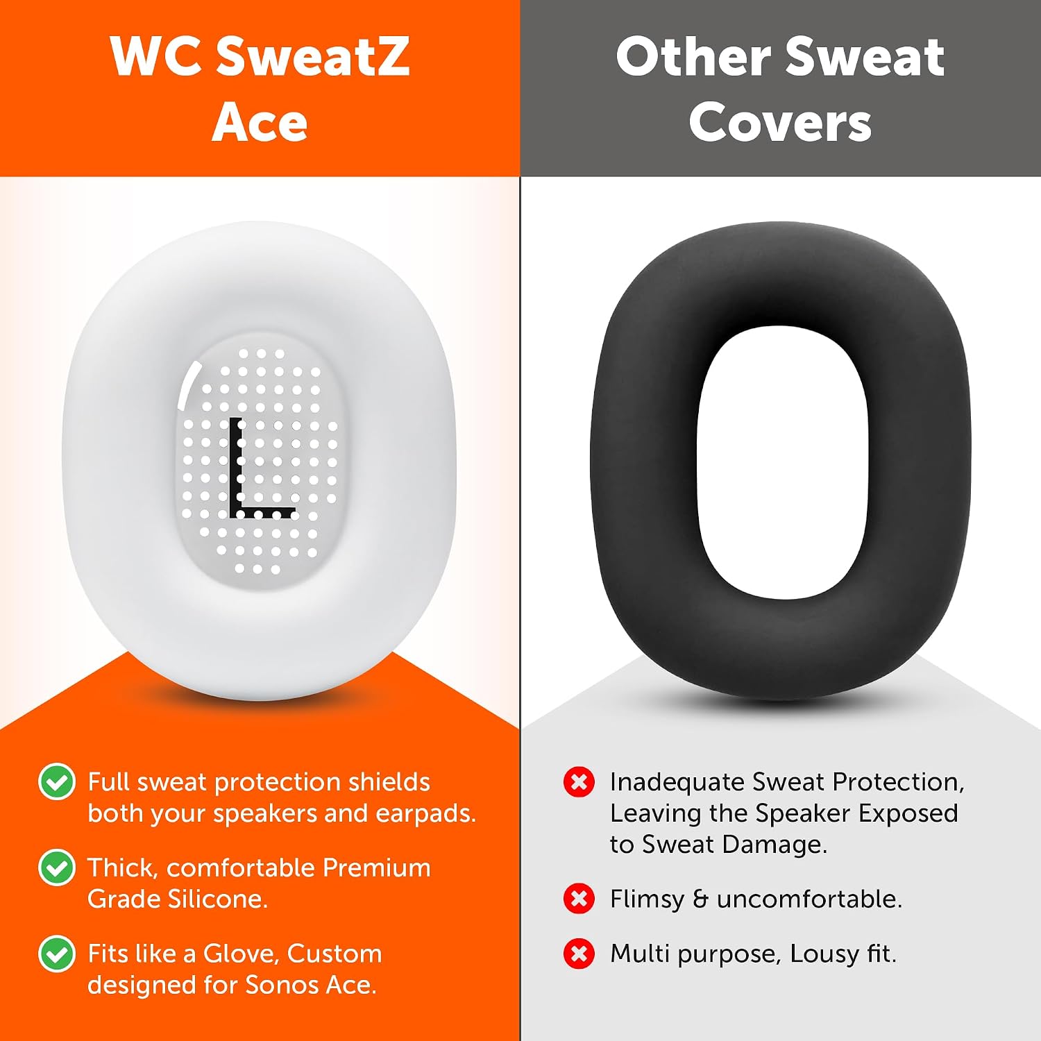 WC SweatZ Ace - Patented Earpad Sweat Covers for Sonos Ace Headphones image 3