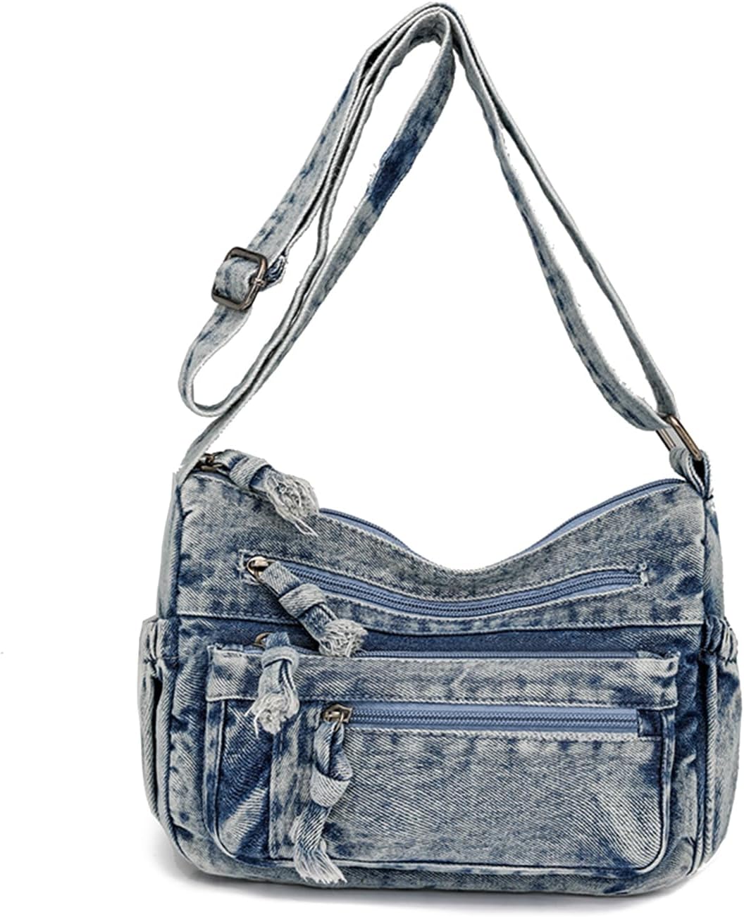 CORIOS Vintage Crossbody Bag for Women Denim Shoulder Bag Jean Purse Multi-Pocket Satchel Messenger Bag Retro Tote Handbag