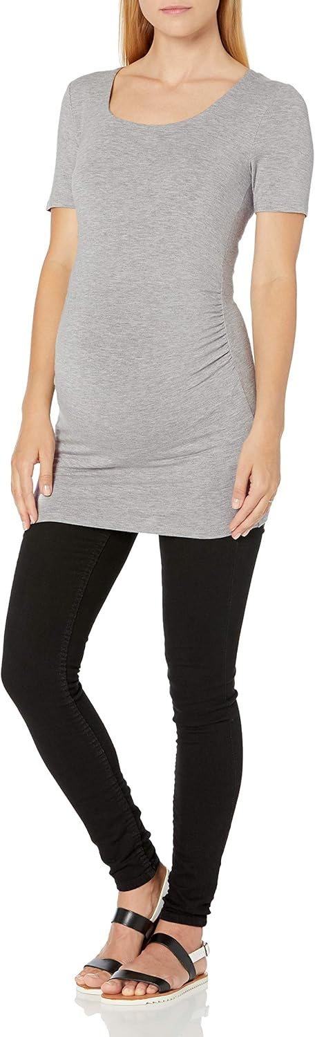 Amazon Essentials Women's Maternity Short-Sleeve Rouched Scoopneck T-Shirt, Pack of 2 - Image 5