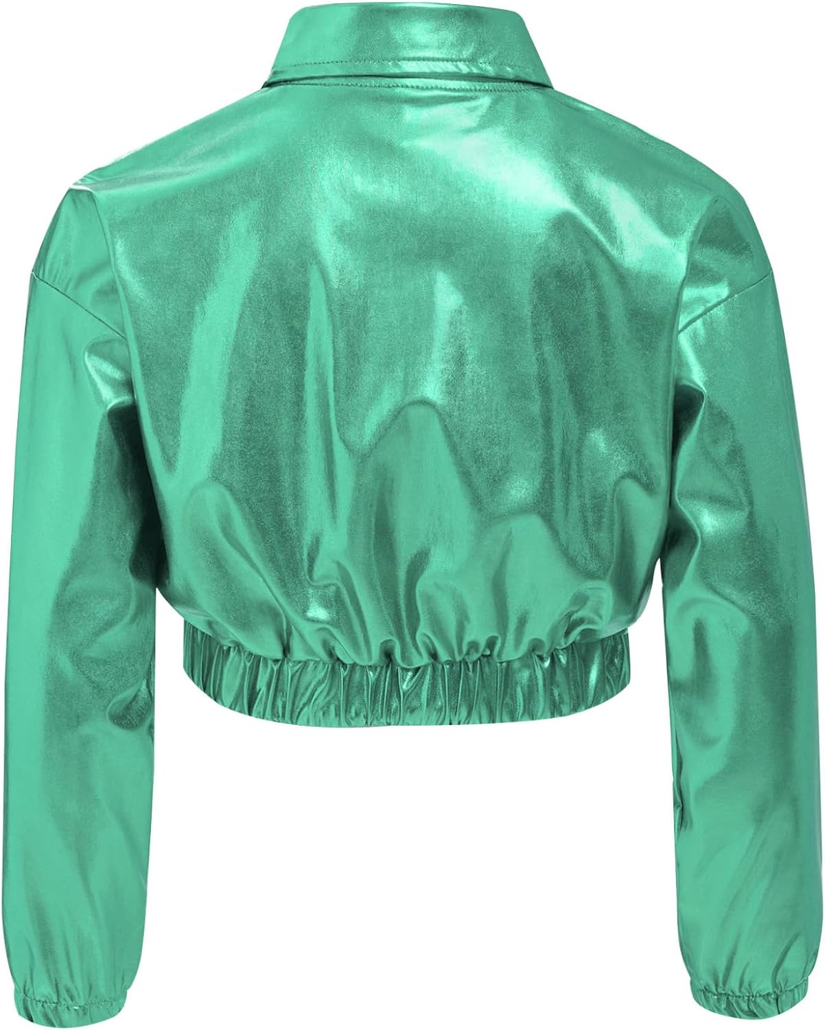 Girls Boys Shiny Hip Hop Jazz Dance Jacket Windproof Motorcycle Coat Bomber Jacket Disco Performance Dancewear