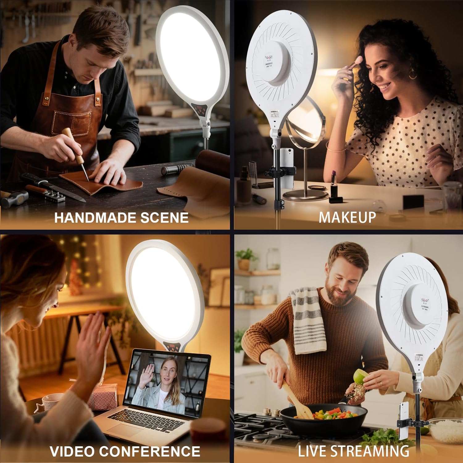 Ring Light with Stand, 14" Professional Ring Light Tripod for iPhone, Adjustable Height for Video Recording Photography Live Streaming Content Creation TikTok YouTube, White