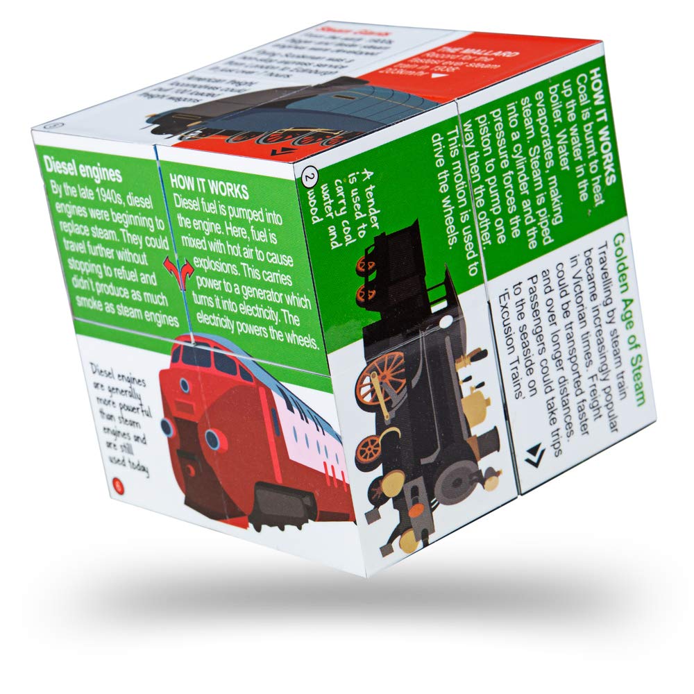 ZooBookKoo History of Railway Cube | Kids' Fold Out Educational Box Toys | Train Themed 3D Book for Early Years Learning | Puzzle Games for Children for 5+ Year Old Girls & Boys