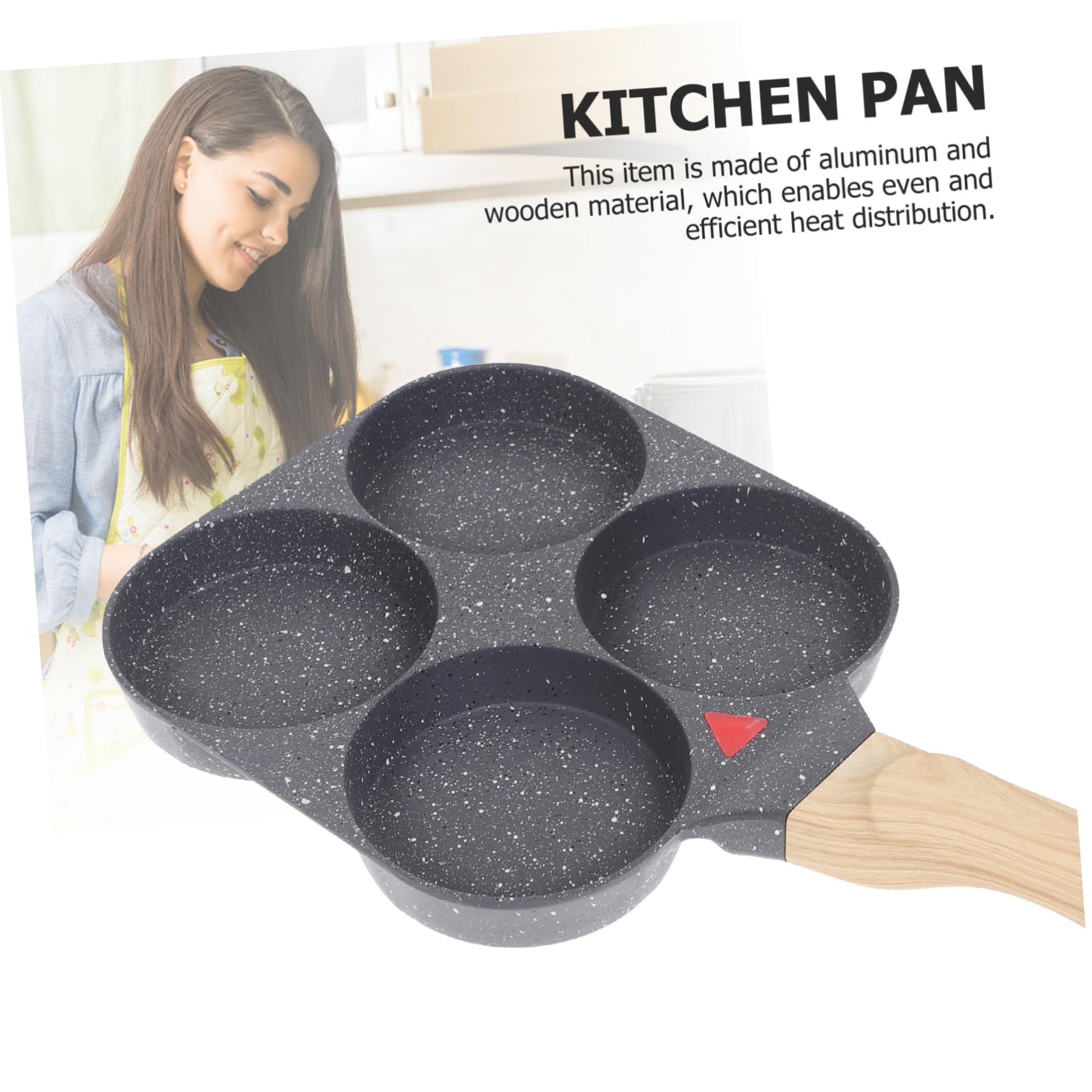 Cabilock 4fori Padella Per Uova Antiaderente Manic Legno Resistente Al Calore Per Cucinare Pancake e Frittate Casa Cucina