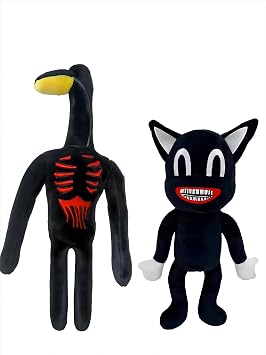 2 PCS Siren Head Plush Toy Cartoon Black Cat Stuffed Black