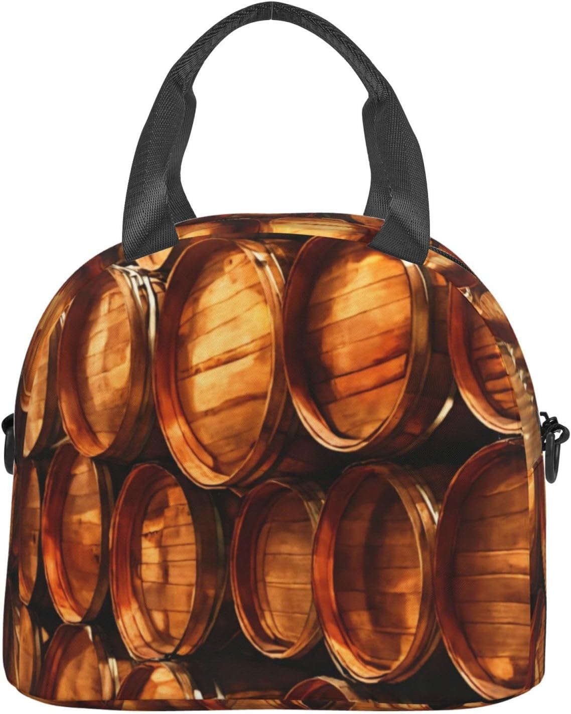 Wine cork Print Reusable Lunch Bag Insulated Lunch Boxes for Office Work Picnic Tote Bag Adjustable