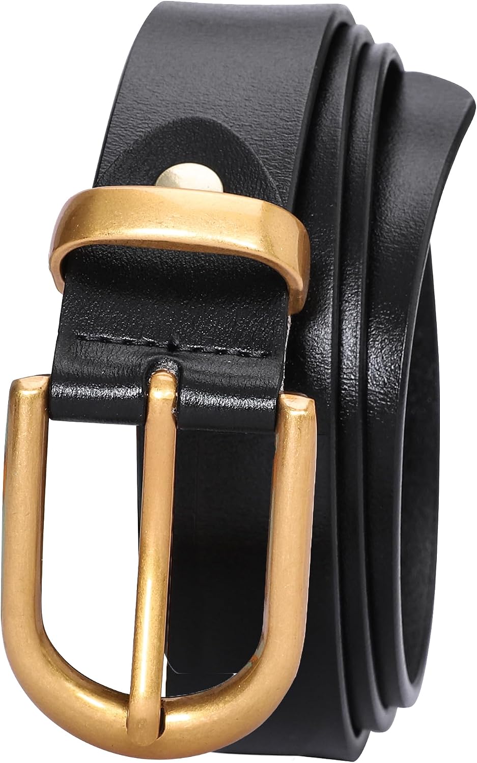 Womens Belts for Jeans in Gift Box, 1.1” Ladies Belt with Gold Buckle Vintage, Full Grain Real Solid Leather