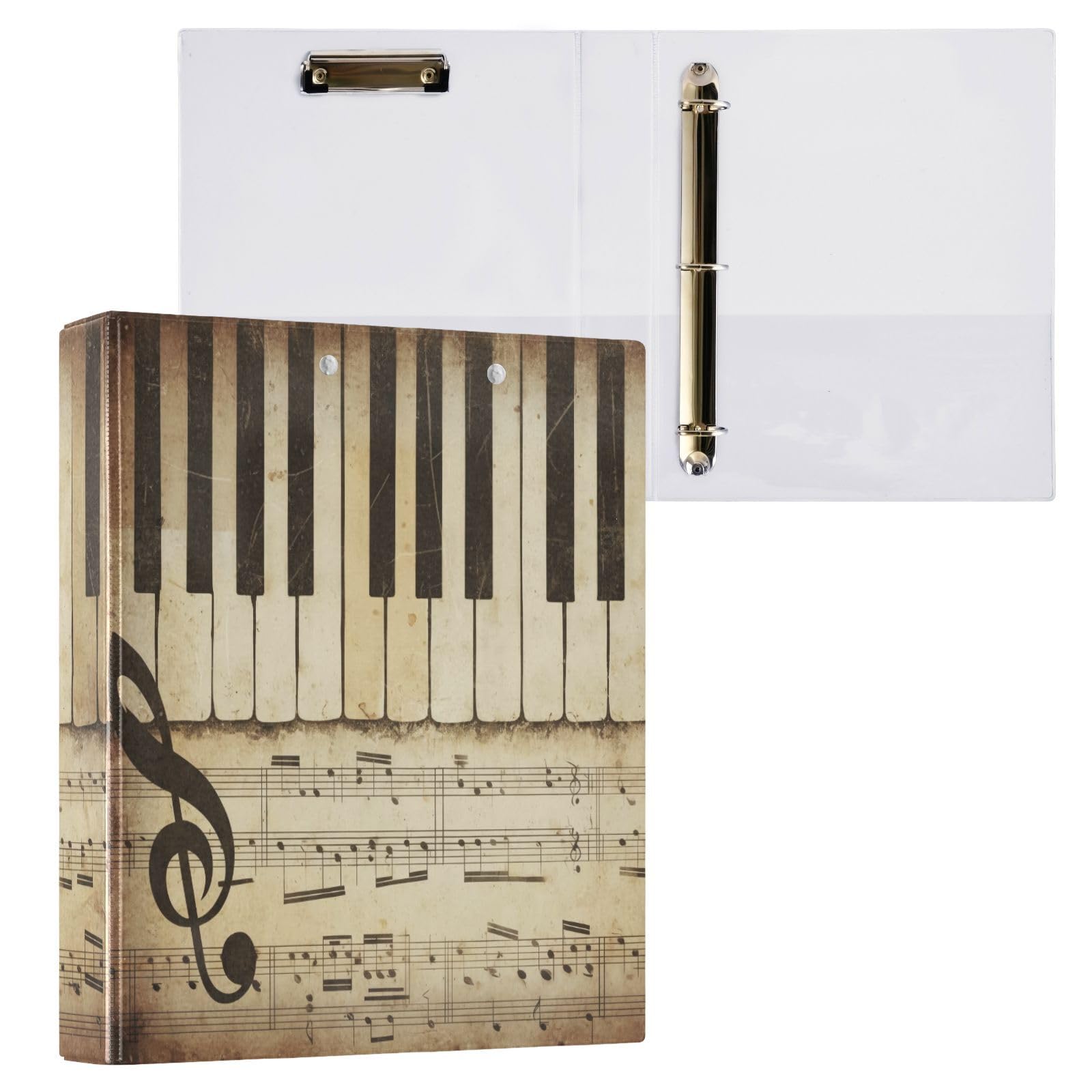 ALAZA 3 Ring Binder Piano-Music Notes Clipboard Round Ring Binder Holds 1.5 Inch Three Rings Binder Heavy Duty Binders for School Office Supplies, 1Pack โ image 1