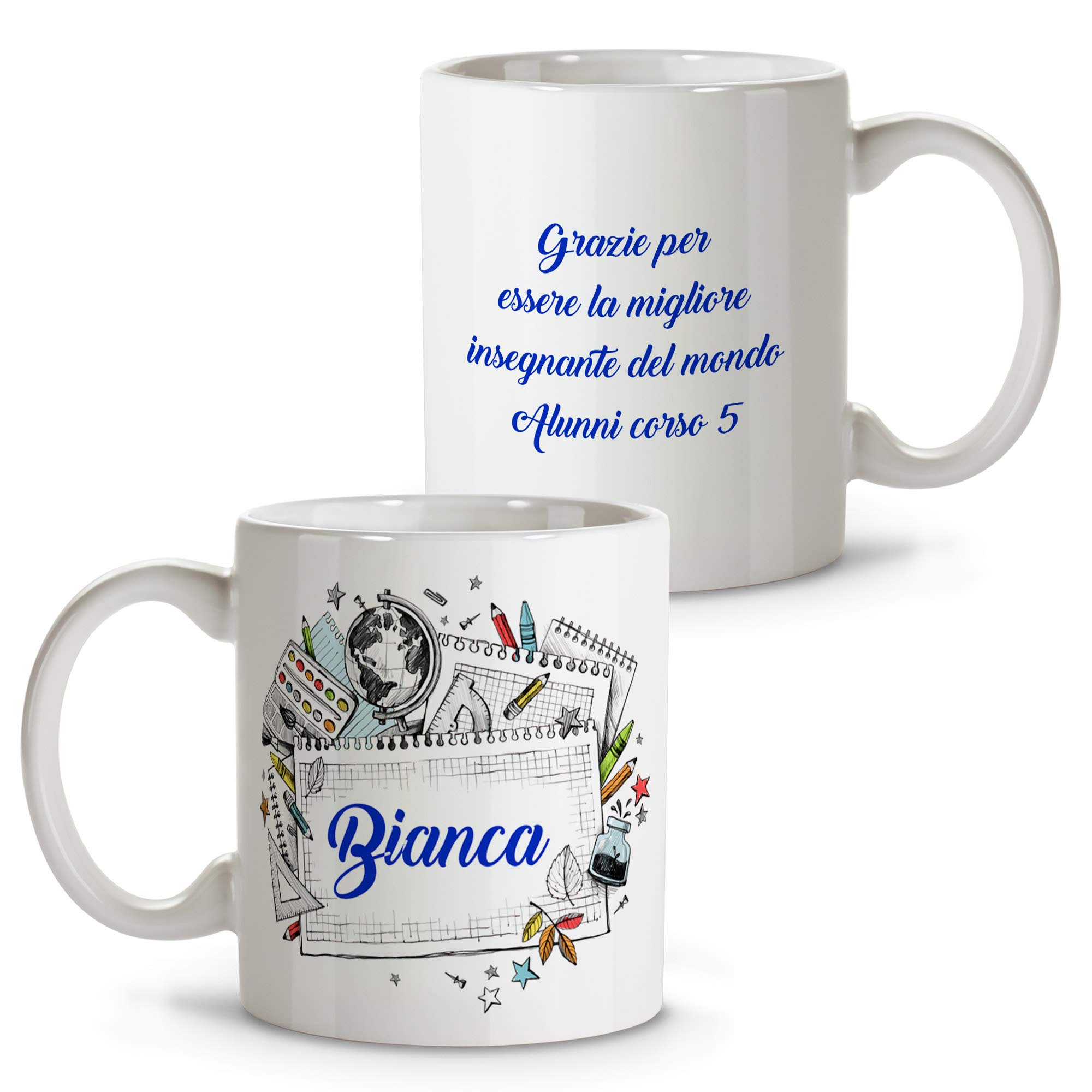 LolaPix Tazza Personalizzata Per Insegnante Con Nome E Testo - Ceramica 330 Ml - Regalo Di Fine Anno Scolastico - 3