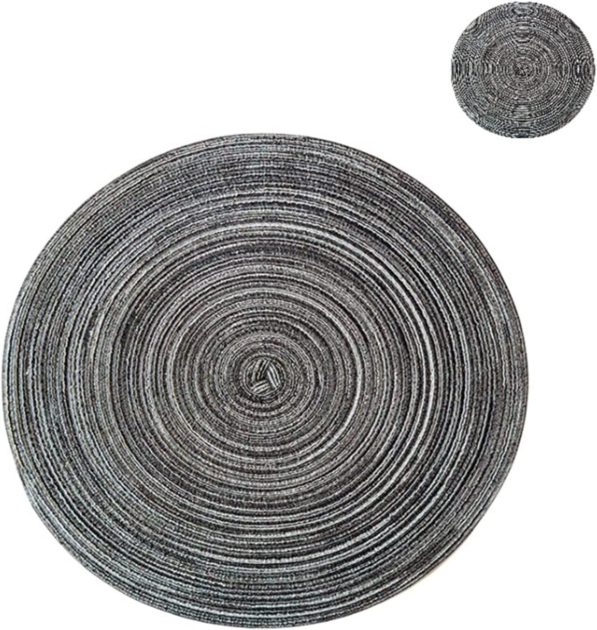 Round Placemats and Coasters Set Braided/Woven Kitchen Place Mat for Dinning Table Washable Indoor/Outdoor(WP Blue,12 Sets)