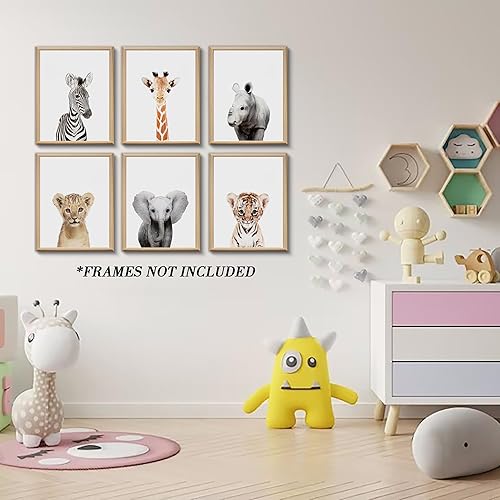 Miniatura 6 de Decoración de pared de guardería de jungla, lindos animales de safari para la decoración del dormitorio del bebé (8"x10", SIN MARCO)