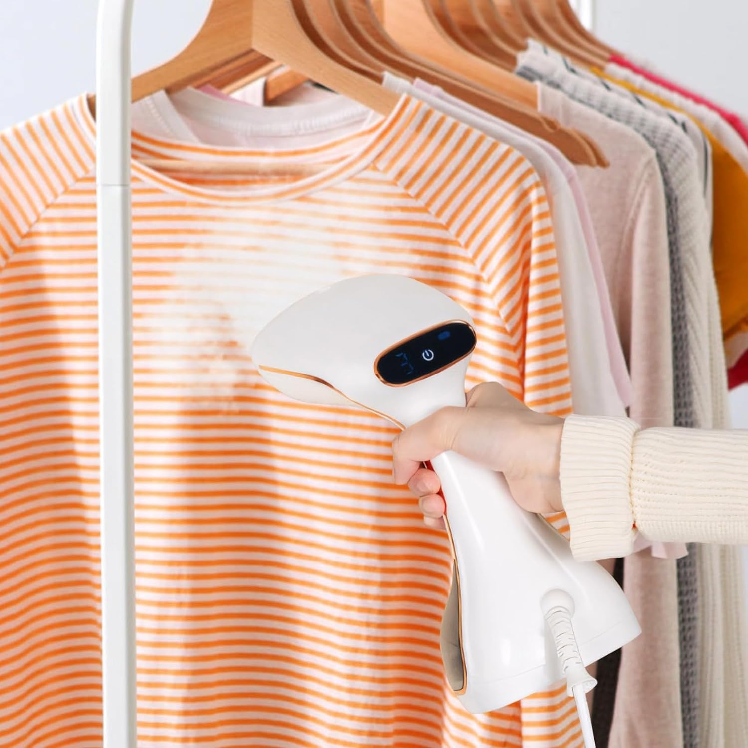 Clothes Steamer Handheld 1640W, Garment Steamer With Touch Screen, 3 Steam Settings, 10S Heat-Up, 380Ml Tank, For Cotton, Linen, Wool